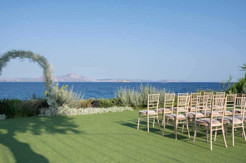 venue decorated for a wedding in Athenian riviera