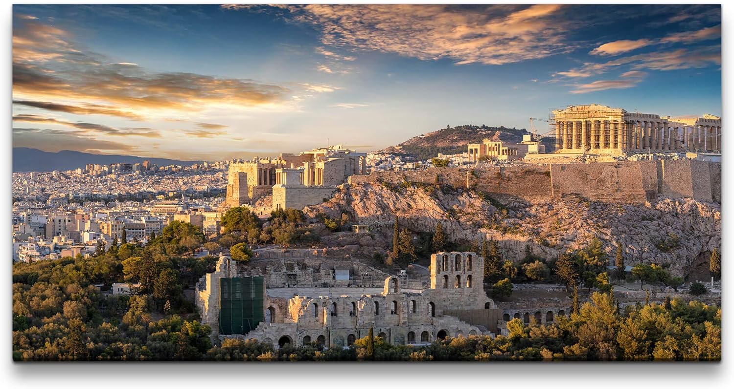 view of Athens and the Acropolis at sunset