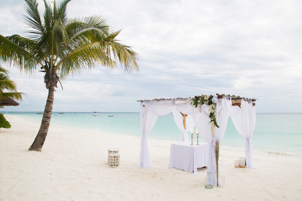 minimal and simple destination wedding setup on a tropical beach