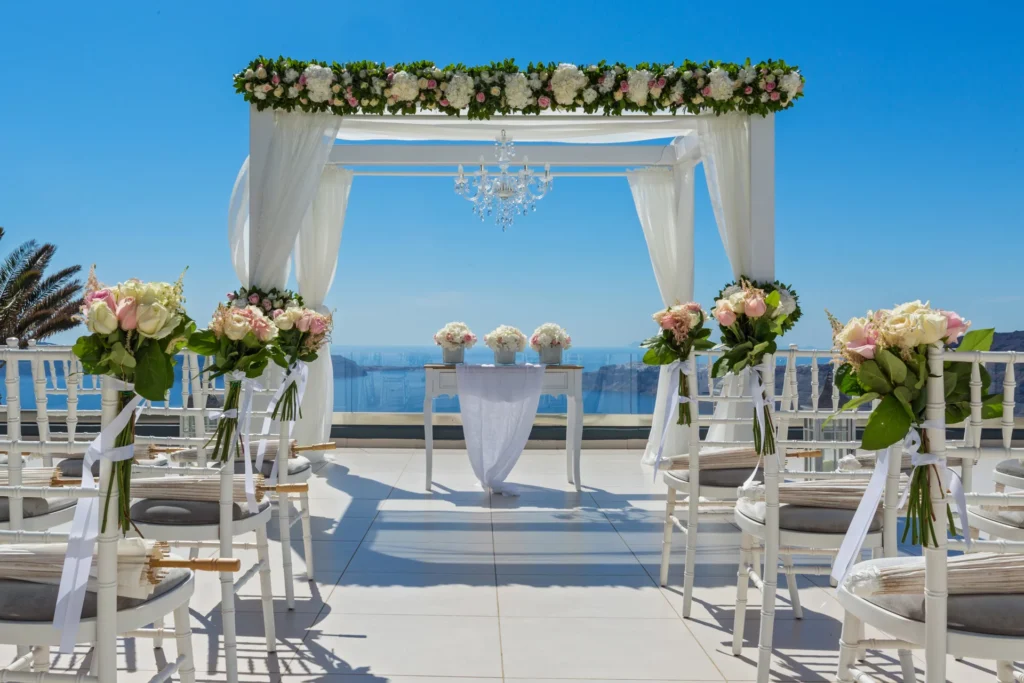 decorated wedding venue in Greece